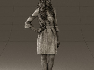 woman in black brown hair 0453 Model 3D