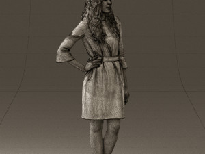 woman in black brown hair 0453 Model 3D