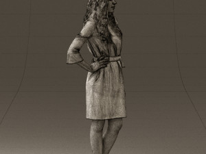 woman in black brown hair 0453 3d print ready Modelo de Impressão 3D