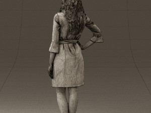 woman in black brown hair 0453 3d print ready Modelo de Impressão 3D