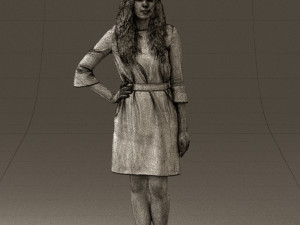 woman in black brown hair 0453 3d print ready Modelo de Impressão 3D