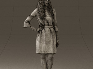 woman in black brown hair 0453 3d print ready Modelo de Impressão 3D