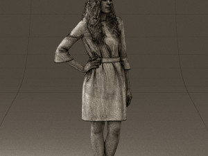 woman in black brown hair 0453 3d print ready Modelo de Impressão 3D