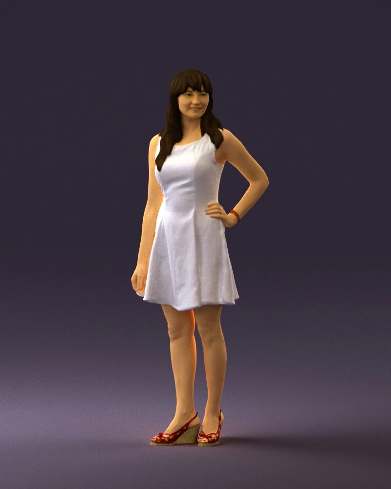 woman in white dress 0451 3D Model .c4d .max .obj .3ds .fbx .stl .blend 