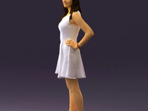 woman in white dress 0451 3D Model