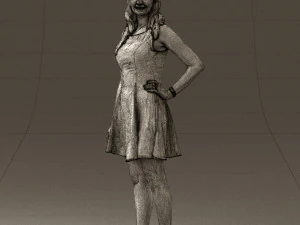 woman in white dress 0451 3D Model