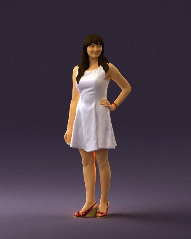 woman in white dress 0451 3d print ready 3D Print Model .c4d .max .obj .3ds .fbx .stl .blend