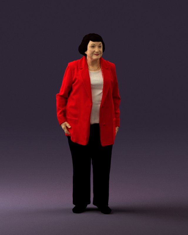 old woman in red jacket 0449 3D Модель .c4d .max .obj .3ds .fbx .stl .blend 