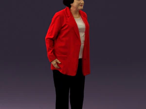 old woman in red jacket 0449 3D Model