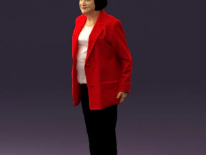 old woman in red jacket 0449 3D Model