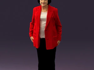 old woman in red jacket 0449 3D Model