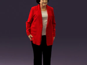 old woman in red jacket 0449 3D Model