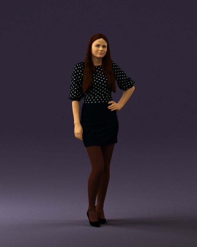 woman in black white dots 0446 3D Model .c4d .max .obj .3ds .fbx .stl .blend 