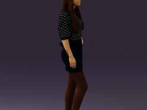woman in black white dots 0446 3D Model
