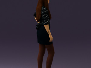woman in black white dots 0446 3D Model