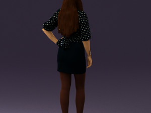 woman in black white dots 0446 3D Model