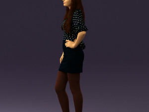 woman in black white dots 0446 3D Model