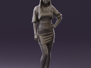 woman in black white dots 0446 3D Model