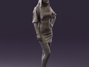 woman in black white dots 0446 3D Model