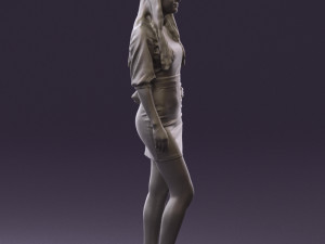 woman in black white dots 0446 3D Model