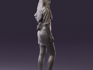 woman in black white dots 0446 3D Model