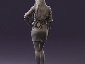 woman in black white dots 0446 3D Model