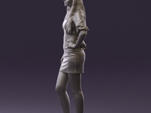 woman in black white dots 0446 3D Model