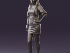 woman in black white dots 0446 3D Model