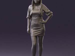 woman in black white dots 0446 3D Model