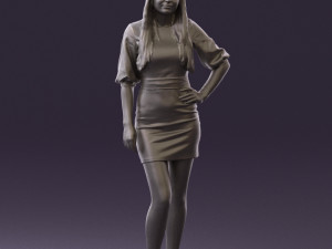 woman in black white dots 0446 3D Model