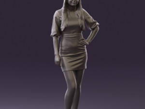 woman in black white dots 0446 3D Model