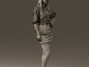 woman in black white dots 0446 3D Model