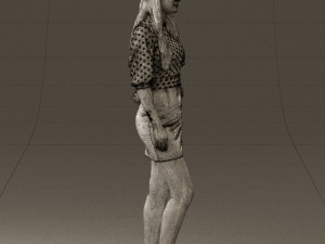 woman in black white dots 0446 3D Model