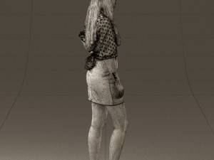 woman in black white dots 0446 3D Model