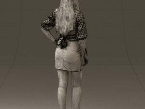 woman in black white dots 0446 3D Model