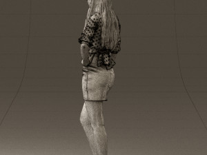 woman in black white dots 0446 3D Model