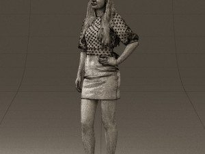 woman in black white dots 0446 3D Model