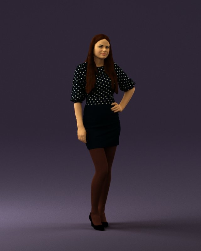 woman in black white dots 0446 3d print ready 3D Print Model in