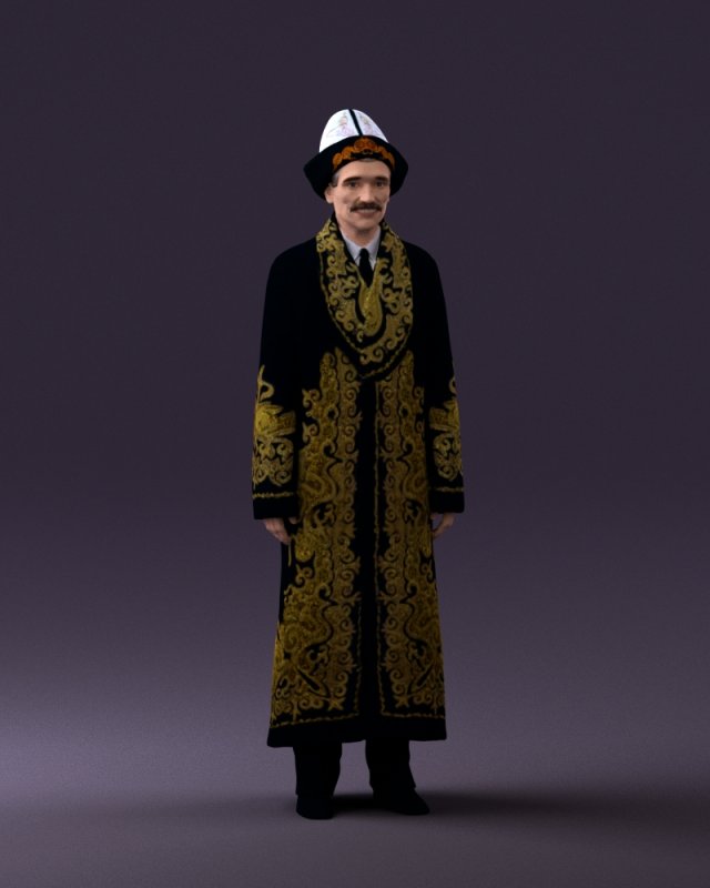 man in kazak suit 0439 Modelo 3D .c4d .max .obj .3ds .fbx .stl .blend 