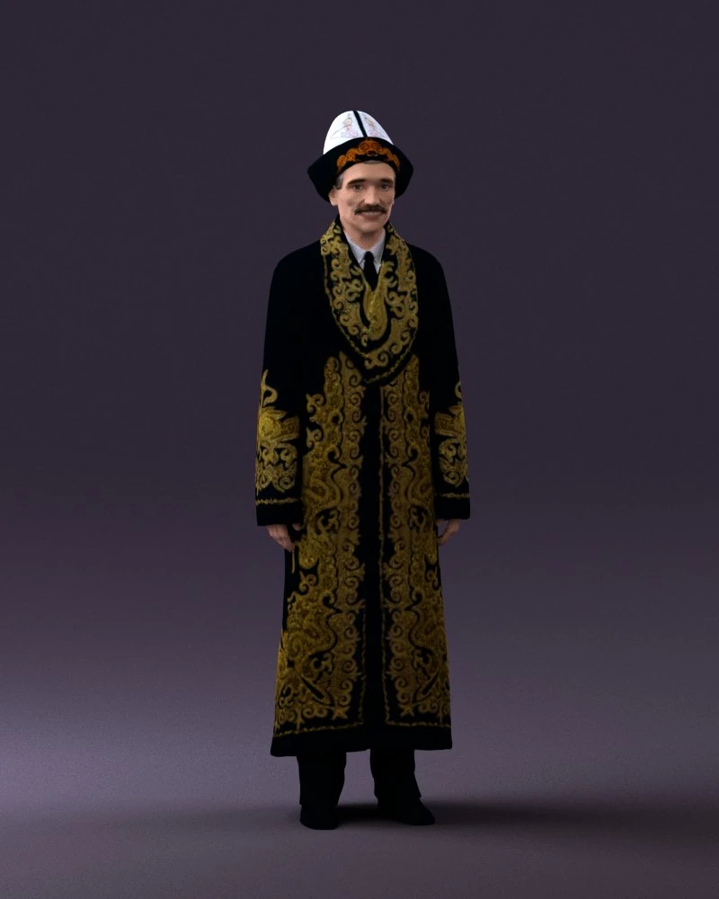 man in kazak suit 0439 3d print ready 3D Print Model .c4d .max .obj .3ds .fbx .stl .blend 