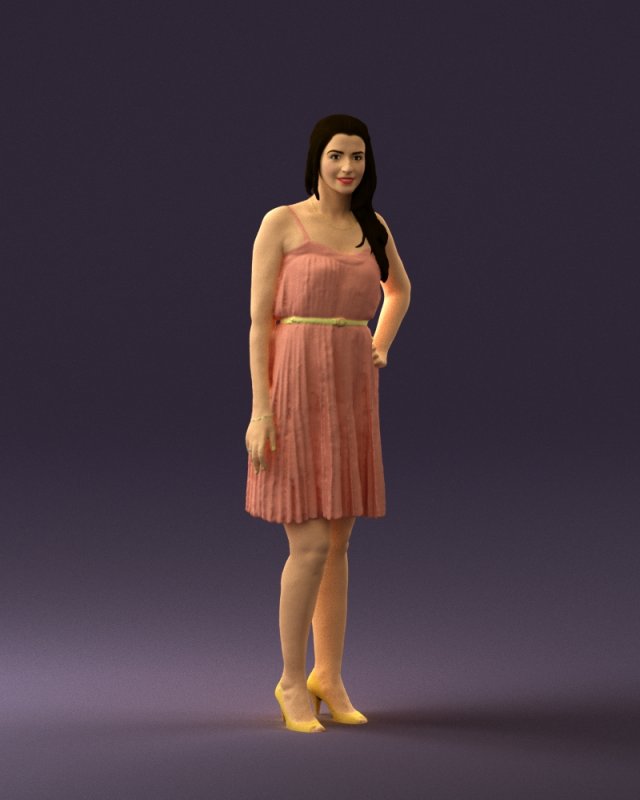 woman in pink dress 0441 Modèle 3D .c4d .max .obj .3ds .fbx .stl .blend 