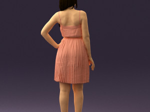 woman in pink dress 0441 Modèle 3D