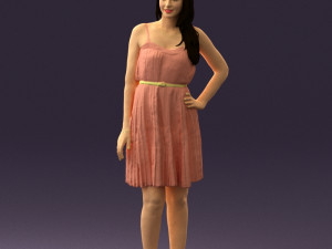 woman in pink dress 0441 Modèle 3D