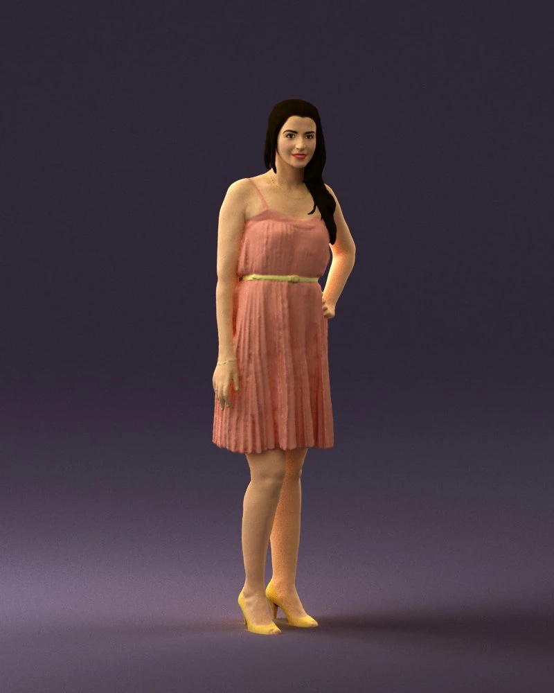 woman in pink dress 0441 3d print ready 3D Print Model .c4d .max .obj .3ds .fbx .stl .blend