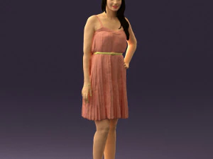 mujer con vestido rosa 0441 listo para imprimir en 3d Modelo de impresión 3D