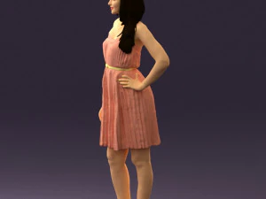 woman in pink dress 0441 3d print ready 3D Print Model