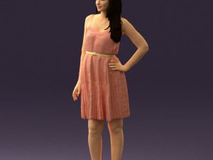 woman in pink dress 0441 3d print ready Model Cetak 3D