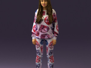 woman in white diamonds pijama 0438 3Dモデル