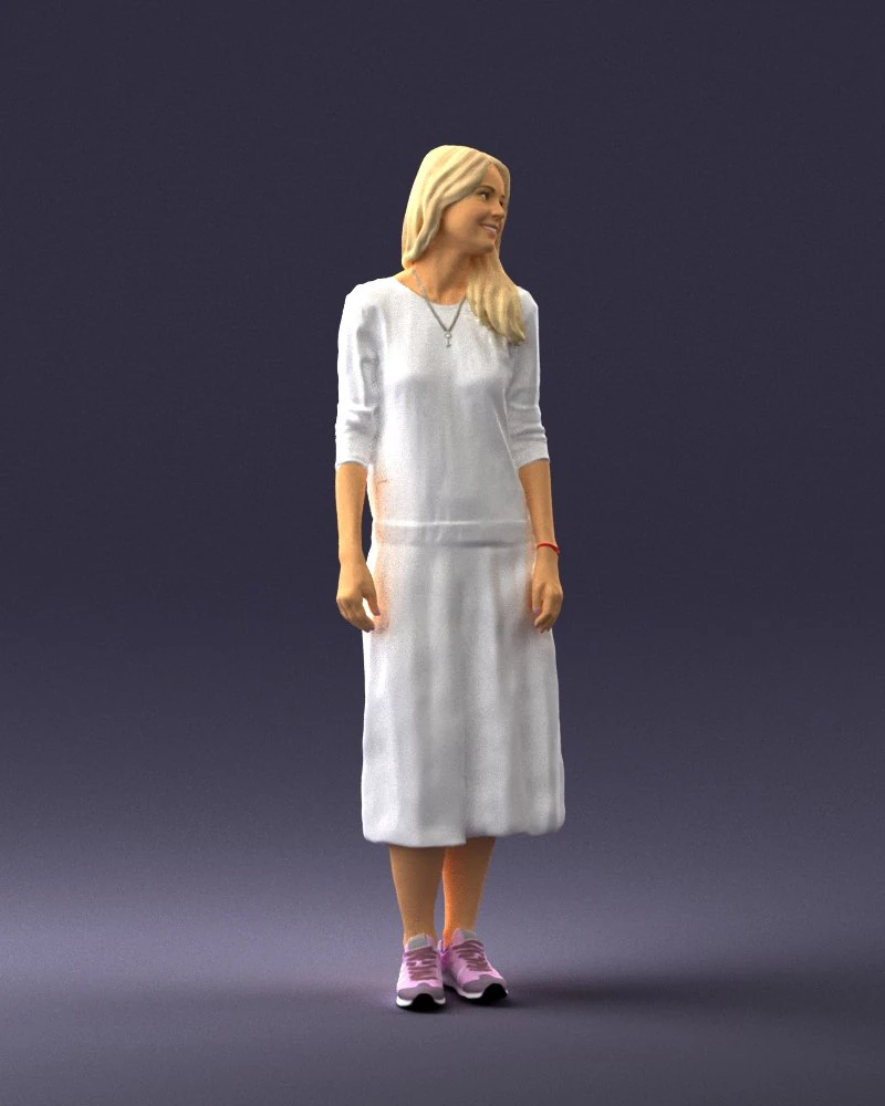 girl in white dress 0434 3d print ready 3D Print Model .c4d .max .obj .3ds .fbx .stl .blend 