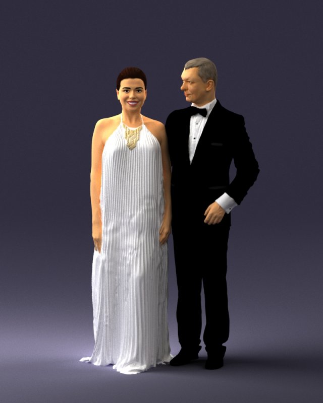 groom in dark suit and the bride 0457 3D Model .c4d .max .obj .3ds .fbx .stl .blend 